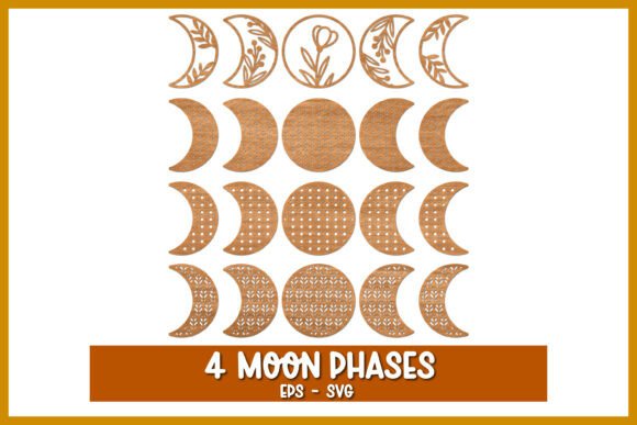Download 4 Moon Phases Wall Art SVG - Moon phases wall art Collection