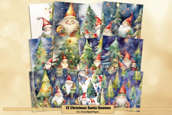 Download Christmas Santa Gnomes Digital Papers - Premium Resources