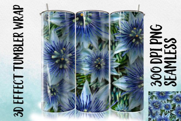 Download 3D Blue Passion Flower Tumbler Wrap 3 - Passion flower Collection